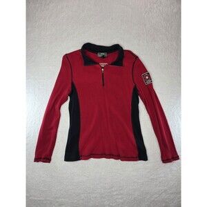 Lauren Ralph Lauren Active L-RL Red Waffle Knit 1/4 Zip Pullover Southwest XL